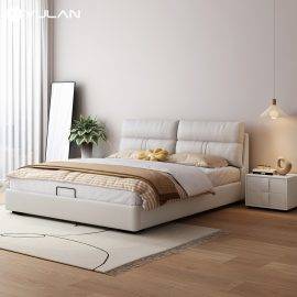 Latest Designs Modern Bedroom Furniture King Size Leather Wedding Bed